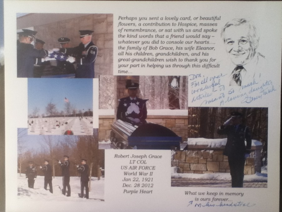 Robert Grace - Services at Arlington National Cemetery, Washington, D.C. Photo provided