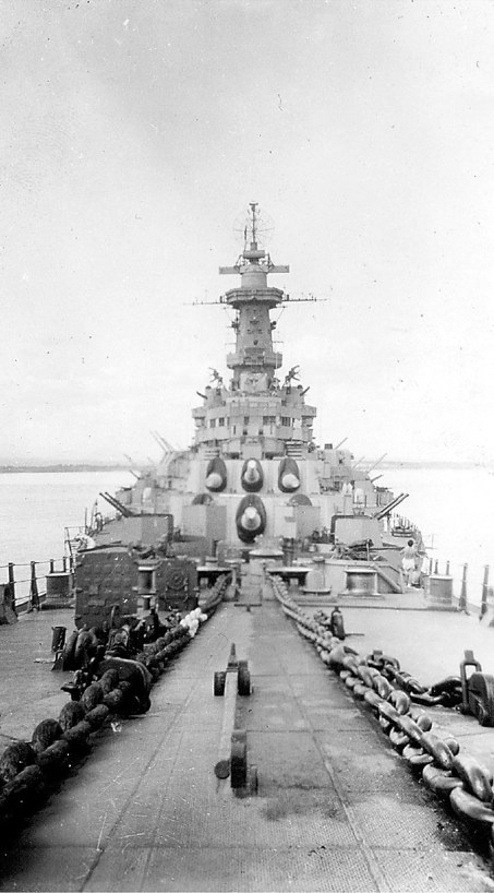This shot of the Battleship USS Missouri shows four of her 16-inch main guns. The Missouri took part in the Battle of Iwo Jima and Okinawa. The Japanese surrendered on the ship’s deck, in the foreground where this picture was taken. Photo provided by Ed Kalanta
