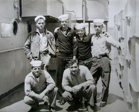Potter is in the back row at the right. He serviced as a coxswain aboard an LCM (land craft) during the Korean War. The picture was taken aboard the USS Andromeda (AKA-15) that took the land craft to battle. Photo provided.