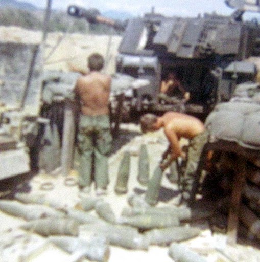 His 155 crew prepares to fire a few artillery rounds during a battle somewhere in Vietnam. Photo provided.