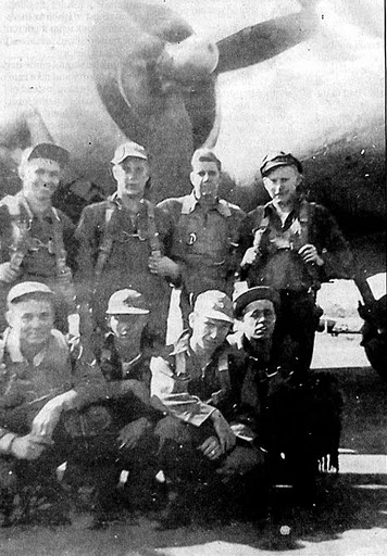 This was former Staff Sgt. George Lentz's B017 bomber crew. He is the fellow squatting second from the left in the front row. The pictures was taken at a training base at Avon park in 1944. Photo provided