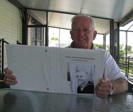 John Andresen has a looseleaf book full of his recollections about his days in the Merchant Marine during World War II, written for his 10 grandchildren. Sun photo by Don Moore