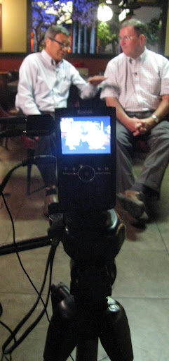 Soan talks to Jim during an DVD filming for the Library of Congress' Veterans History Project and Charlotte Sun newspaper story about their reuniting at Ngo's Shogun Japanese Steakhouse in Venice recently. Sun photo by Don Moore