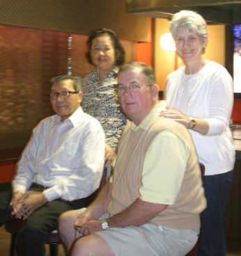 Jim and Cathy Milstead in the foreground drove down from Ocean Isle Beach, N.C. over Presidents' Day week-end to see Jim's South Vietnamese buddy Soan Ngo and his wife Hanh. Sun photo by Mary Auenson