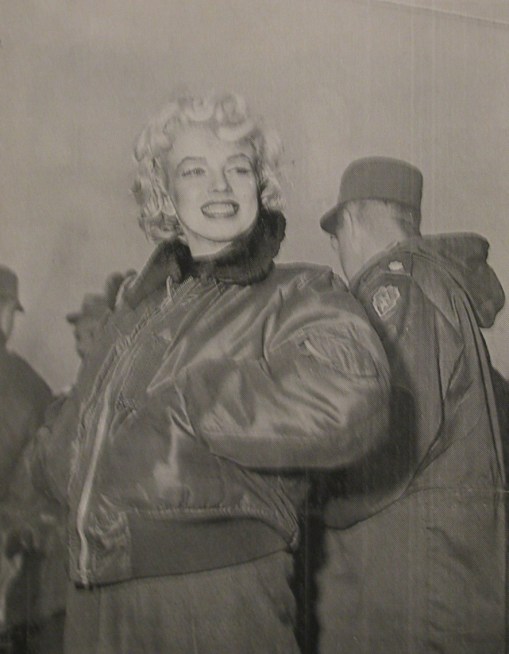 Marilyn Monroe visits 7th Infantry Division soldiers along the DMZ in Korea in February 1954. She toured the country putting on shows for servicemen even though she and Joe Dimaggio were supposed to be on a honeymoon in Japan. Photo provided by Roger Burton
