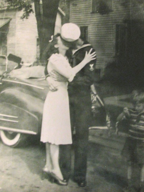 Fred and his wife, Frances, had just been married on Aug. 30, 1942 when their picture was snapped outside her parents' home in Bay City, Mich. In the background is a 1940 Mercury Phaeton four-door convertible. Photo provided