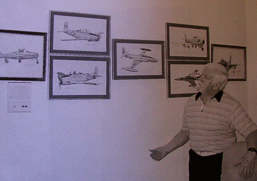 Maj. Robert Thompson of Punta Gorda is pictured with some of the military airplanes he flew during a lifetime in military and commercial aviation. He has more than 24,000 hours flying time under his belt. Sun photo by Don Moore