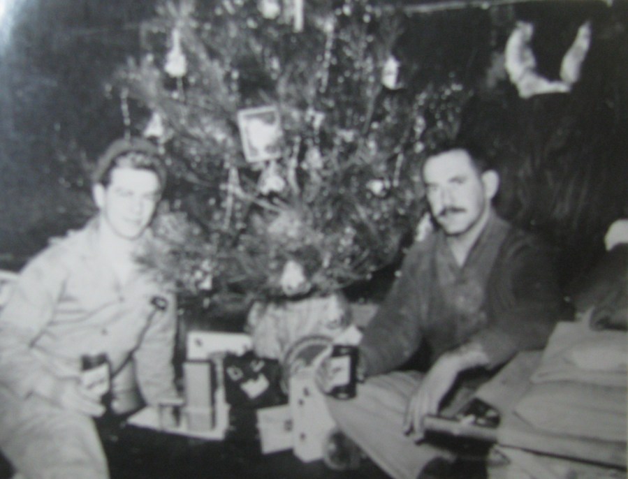 It's Christmas 1953 at Socho-Ri. Kocher is at the left and his buddy Ralph Eckart is at the right. Photo provided