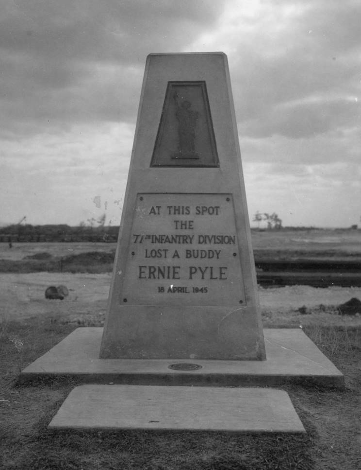 Ernie Pyle monument erected on Ie Shima, commemorating his death on April 18, 1945. Photo provided
