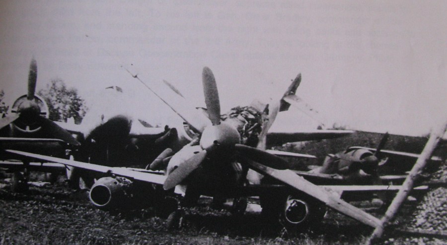 On the bottom of the pile is a battered Messerschmitt 262 turbojet fighter. It was the first operational jet to take on the air during World War II. Edwards shot the picture near Munich, Germany at the end of the war. Photo provided 