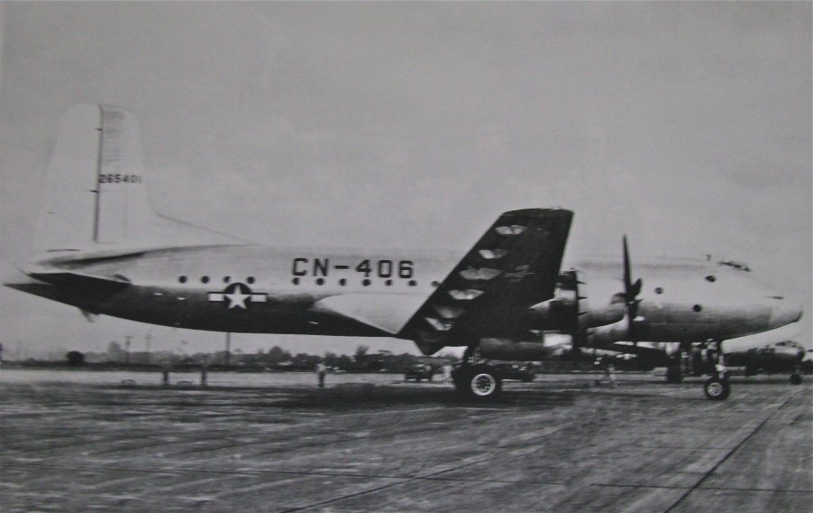 This C-74 Globemaster #1 that Pickering flew was the world's largest transport when this photo was taken in 1948 at an Air Force beast near Mobile, Ala. Photo provided by John Pickering