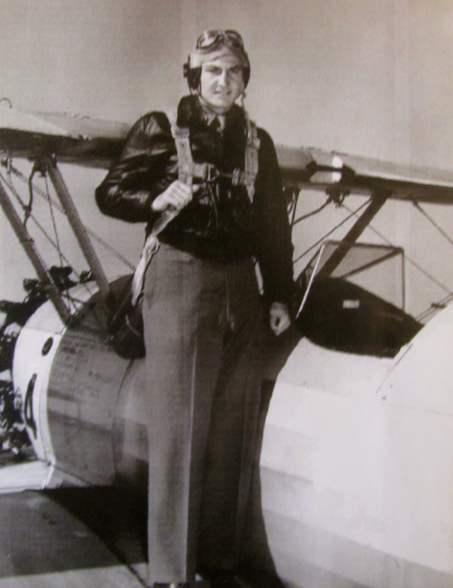 World War II was almost over when Sgt. Buster Yates of Port Charlotte, Fla. went to OCS and became a B-25 pilot. Here he is in flight training on the wing of a PT-13 primary trainer. Photo provided by Buster Yates