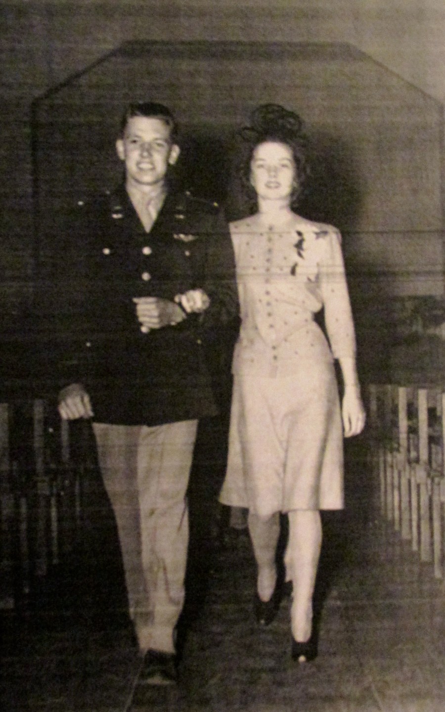 The day 2nd Lt. haase received his wings he married Jean. The couple walks down the aisle in a brief wedding ceremony on Oct. 9, 1941. This year they celebrated their 65th wedding anniversary. Photo provided
