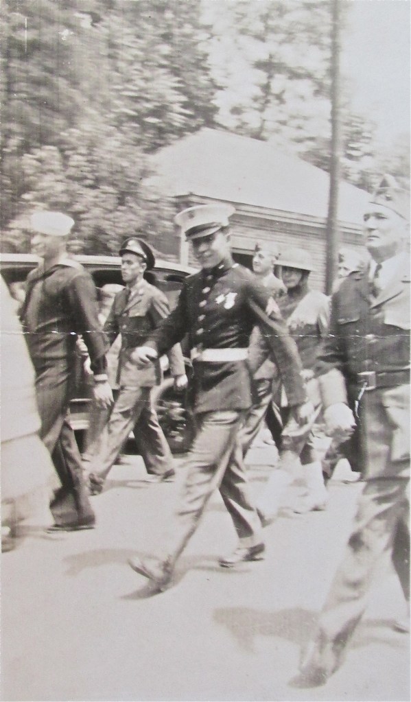  Marine Pfc. Gasper Buffa marches in the Memorial Day Parade on May 31, 1941 in Glenn Cove, N.Y. six months before the Japanese attacked Pearl Harbor dragging the U.S. into the Second World War. Photo provided