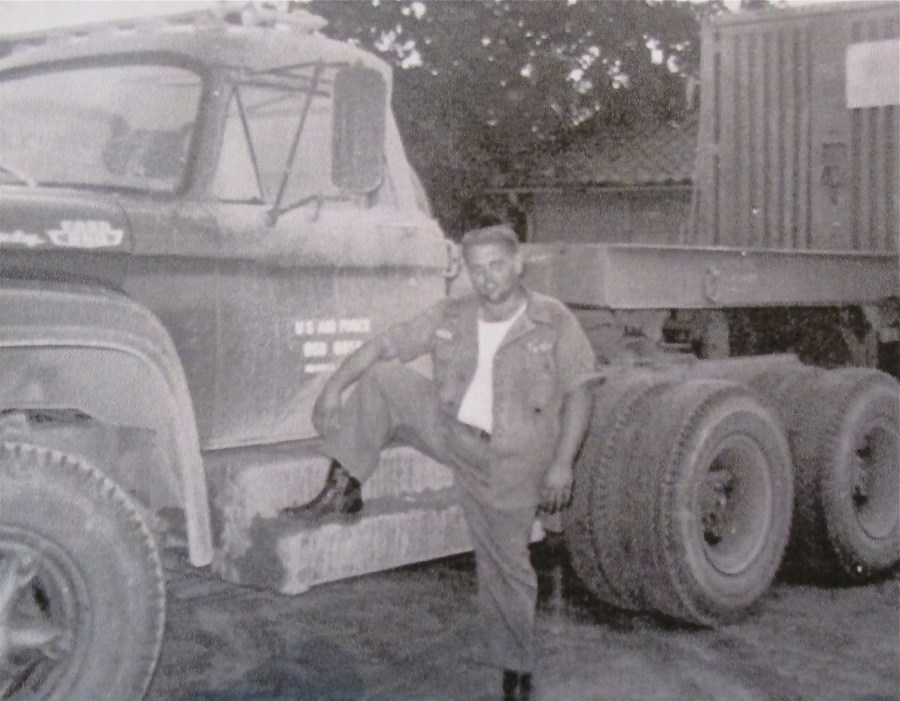 Sgt. Hammond with his 18-wheeler at Osan Air Force Base in Korea in the 1950s. Photo provided