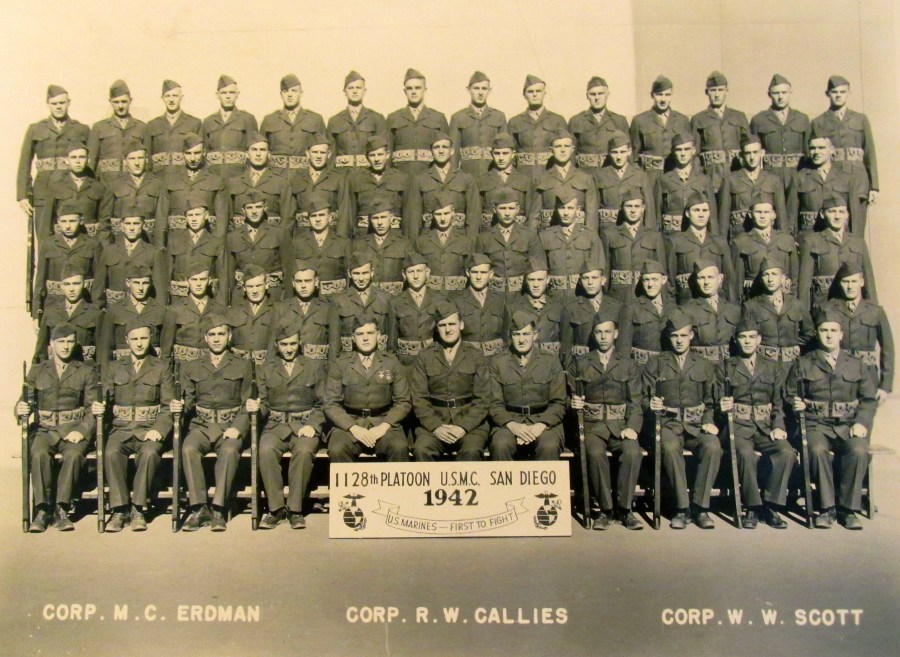  At camp in San Diego the graduation picture shows Pfc. Trott in the second row, fifth from the left. Photo provided