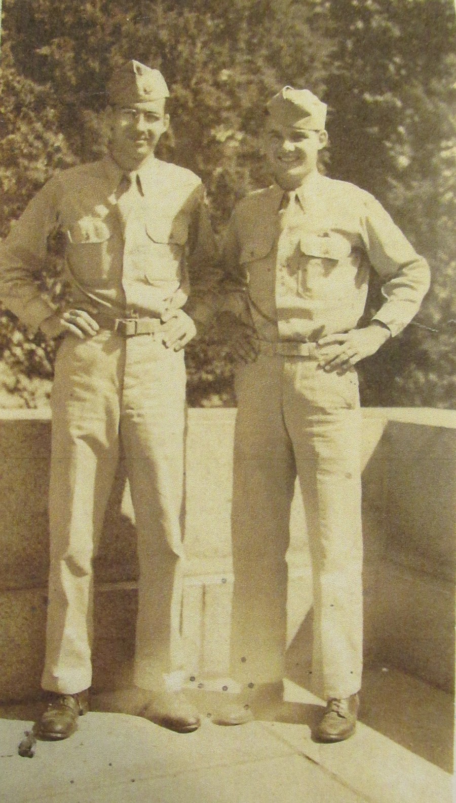  Cliff (right) and his older brother, Weston, in their Army uniforms during the war. Photo provided