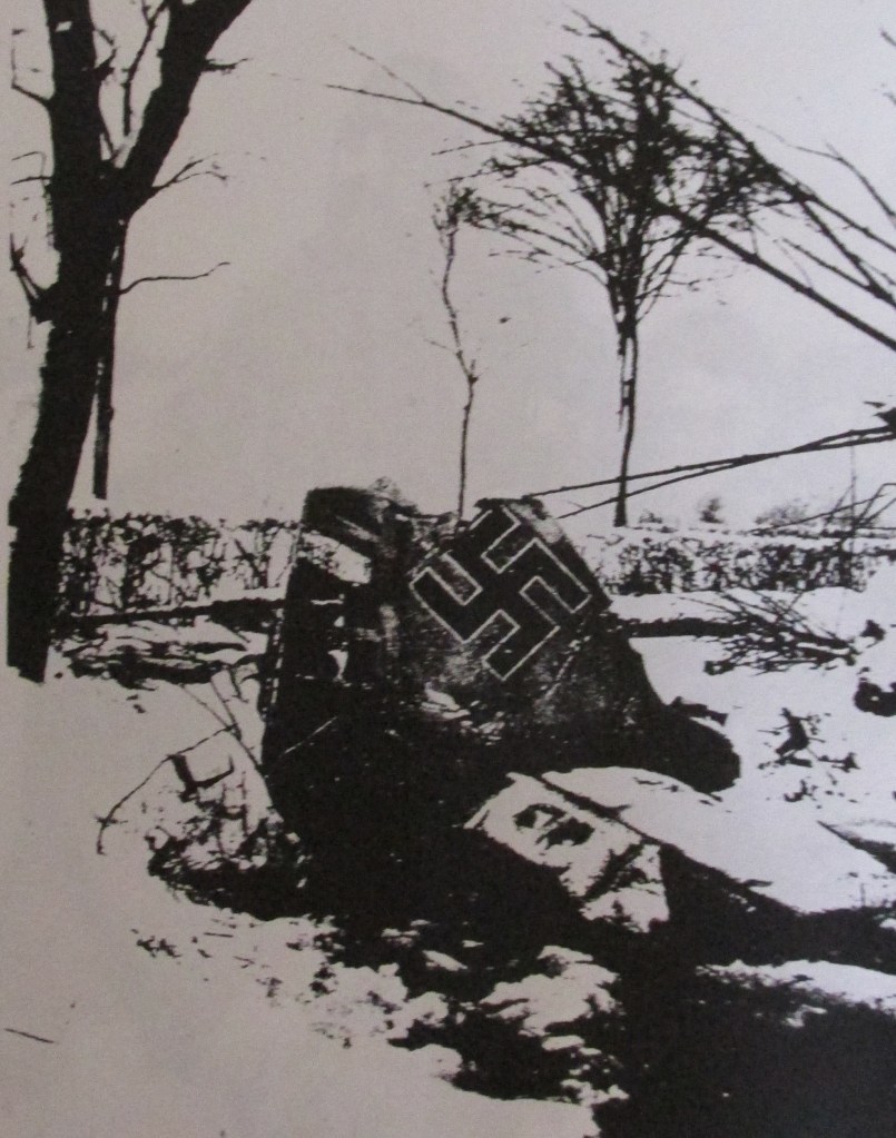 This Focke-Wulf 190 fighter was downed by Meersman during the "Battle of the Bulge." It was one of two he shot of of the air during the war. Altogether his half-track crew downed four German fighters. Photo provided