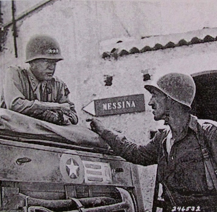 Lt. Gen. George Patton talks to one of his soldiers at Messina, Sicily during the summer of 1943. By this time Patton and Gen. Bernard Montgomery, commander of the British 8th Army, had run the Germans and Italians out of Sicily to Italy. Photo provided