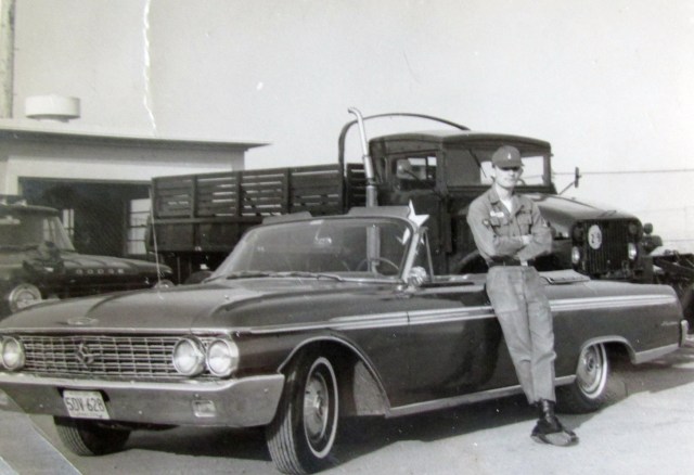 Poulakis stands beside his 1962 Ford Galaxy 500, a chestnut-colored Ford convertible with white interior at the Nike-Hercules guided missile base near Minneapolis-St. Paul. Photo provided