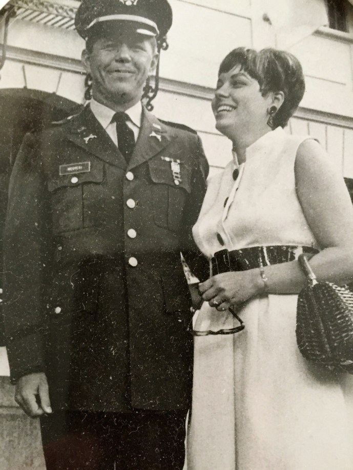 Captain and Mrs. Megyeri stand in front of the Hungarian Embassy in Washington, D.C. where the attended many special functions during their tour in the nations’s captiol. Photo provided