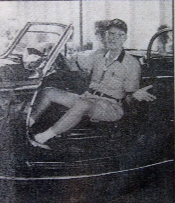 Bob Granchi of Port Charlotte, Fla., a former member of the 101st Airborne Division in World War II who liberated Hitler's car, got to sit in the sporty vehicle at an annual gathering of the unit at Fort Campbell, Ky. in 2002. Photo provided