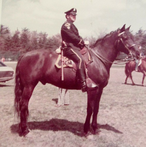 LeMoine rides “Tom Boy” as a member of the Boston Metropolitan Police Department’s mounted patrol in 1972. Photo provided