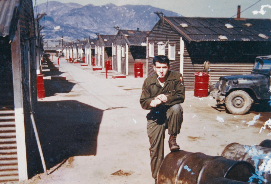 imageBill Ring stands in front of the hobby shop he ran at Camp Tongnae, South Korea. Photo provided