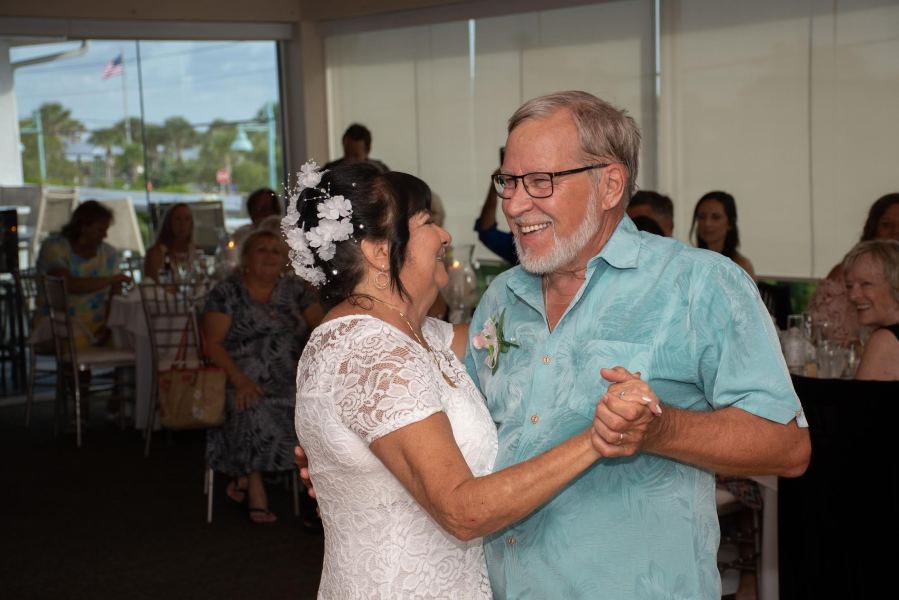 Fifty-years later -- Harry and Rosemarie dance at a party following their wedding on Englewood Beach in June 2018. (Photo provided)